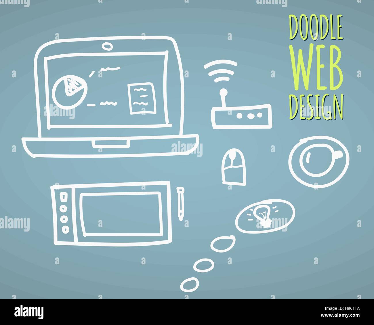 Hand drawn vector illustration website design elements and user ...