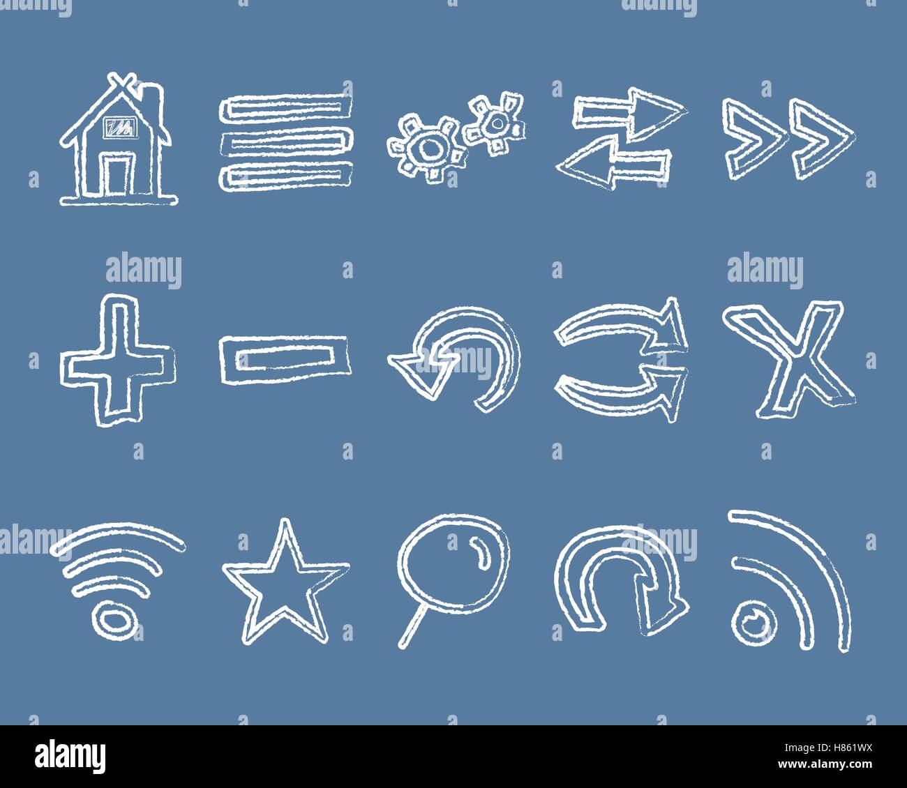 Set of hand drawn web icons and logo, internet browser elements. Sketch ...