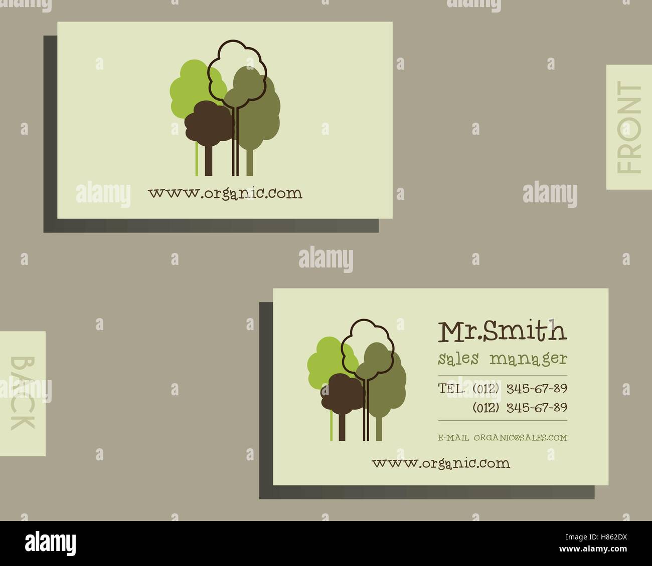 Eco, organic visiting card template. For natural shop products and In Bio Card Template