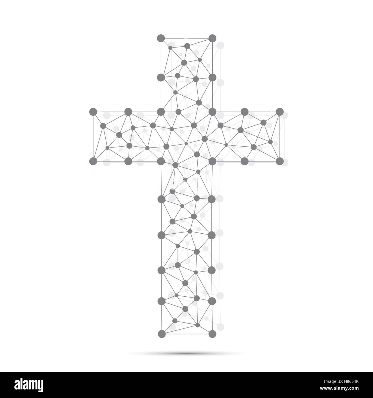 Christian cross icon. Religious logo. Connection structure. Vector illustration for your design Stock Vector