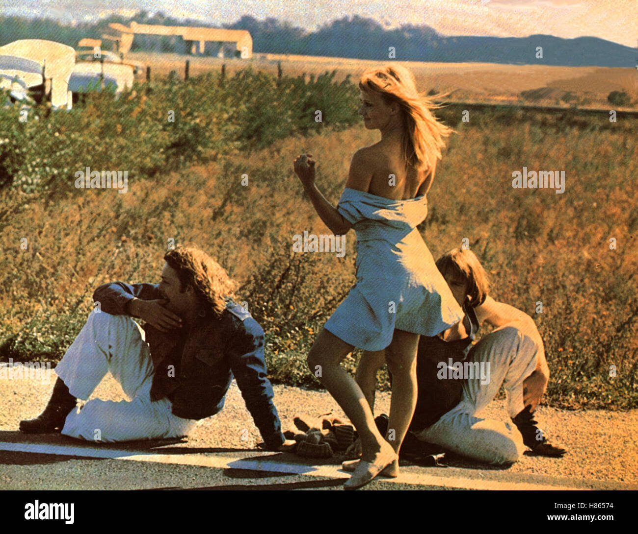 Die Ausgebufften, (LES VALSEUSES) F 1973, Regie: Bertrand Blier, PATRICK DEWAERE, MIOU-MIOU, GERARD DEPARDIEU, Stichwort: Anhalter Stock Photo