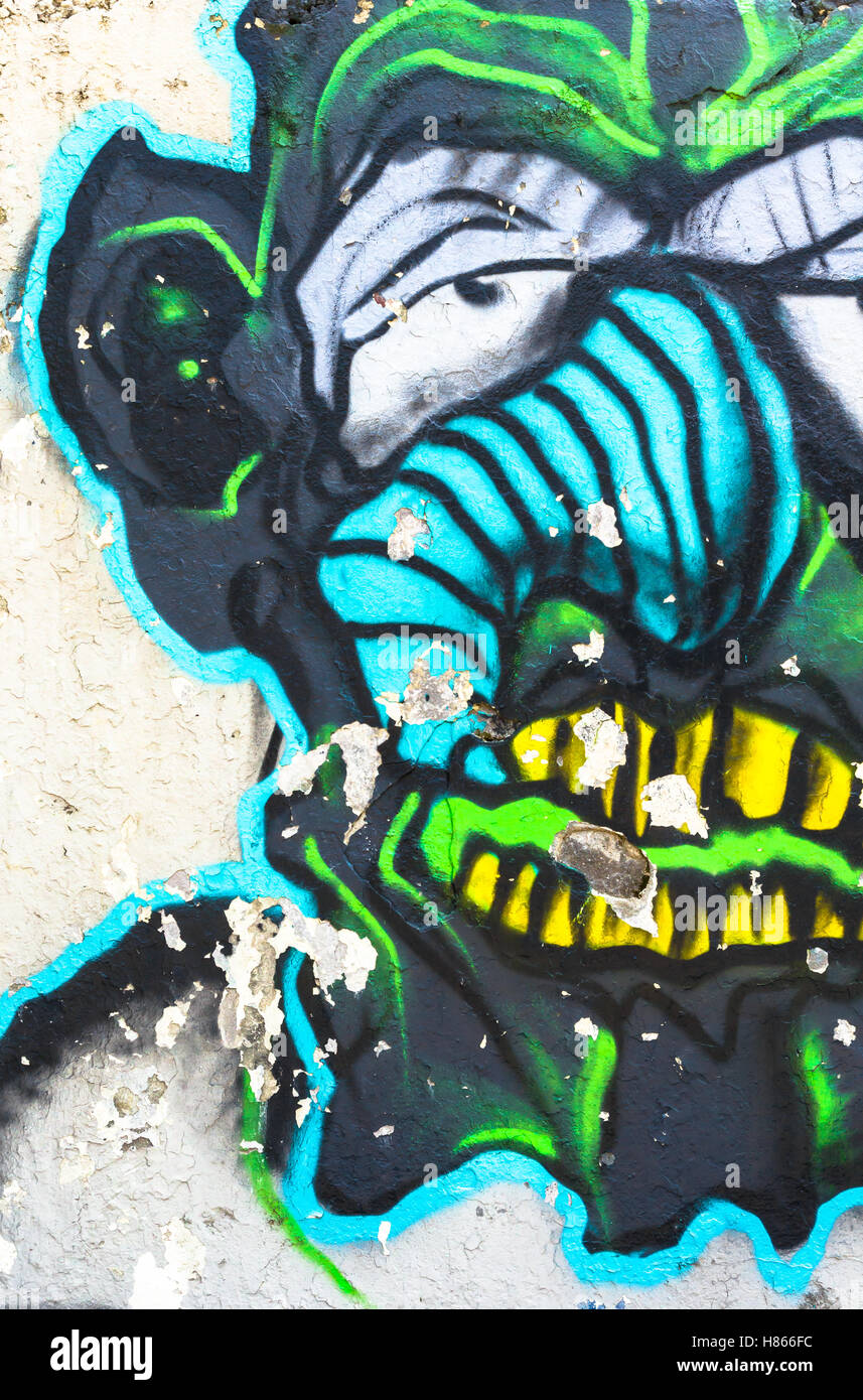 Street art depicting a demon or troll made by unidentified artist Stock Photo