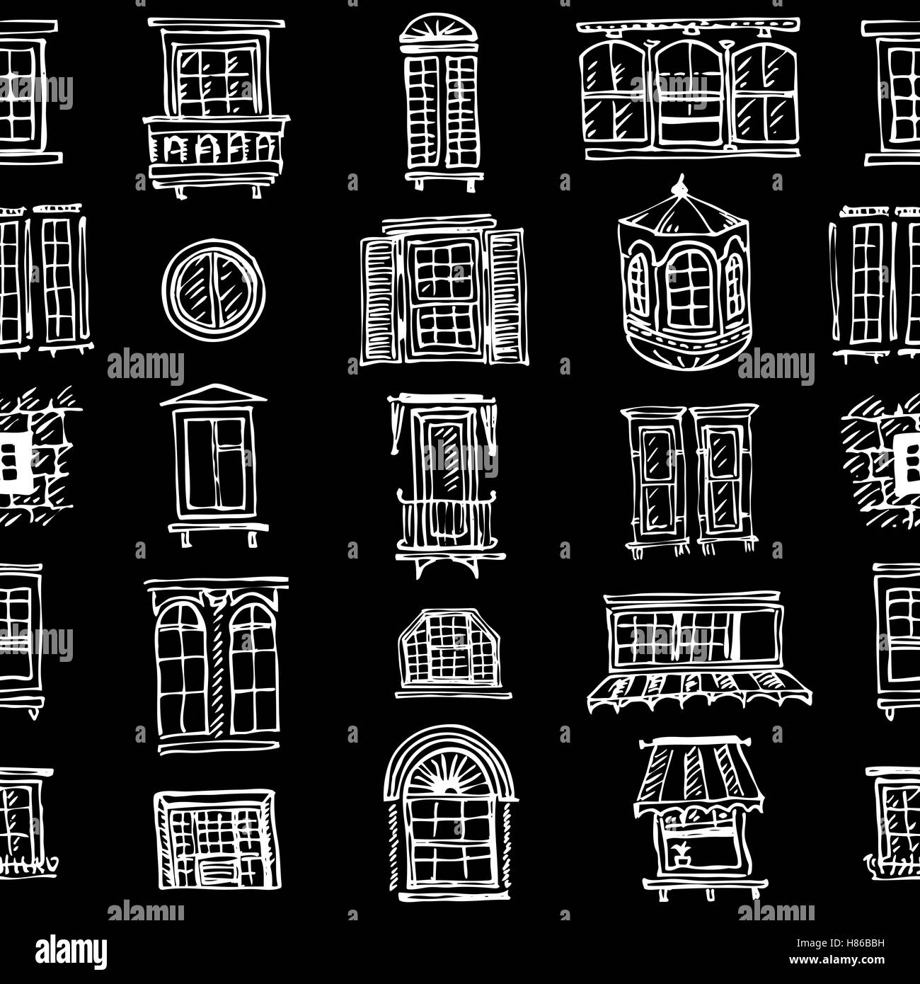 plurality of contours of classical window frames and windows Stock ...