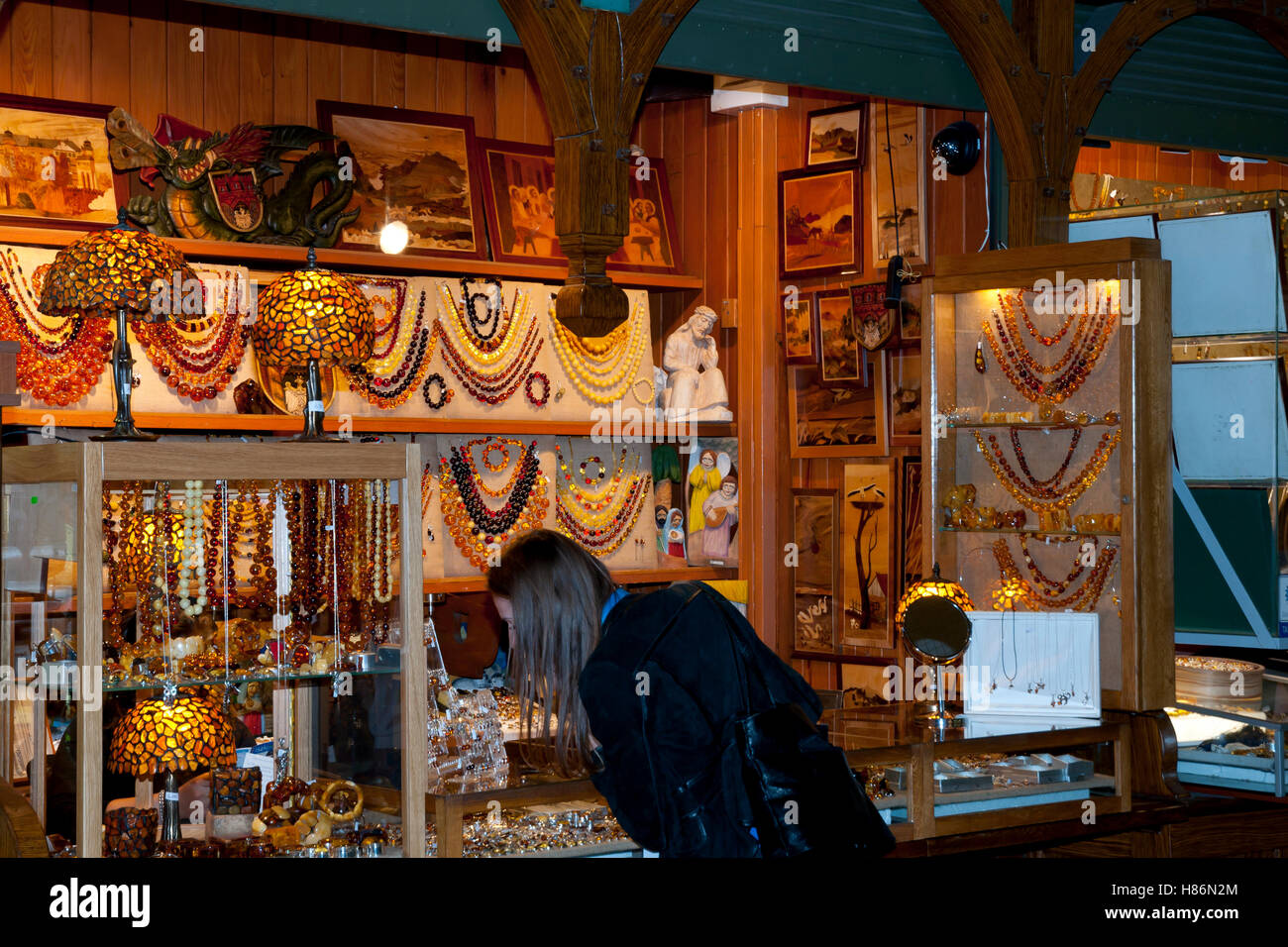 Cloth Hall (Sukiennice) amber shop in the heart of the town square ...