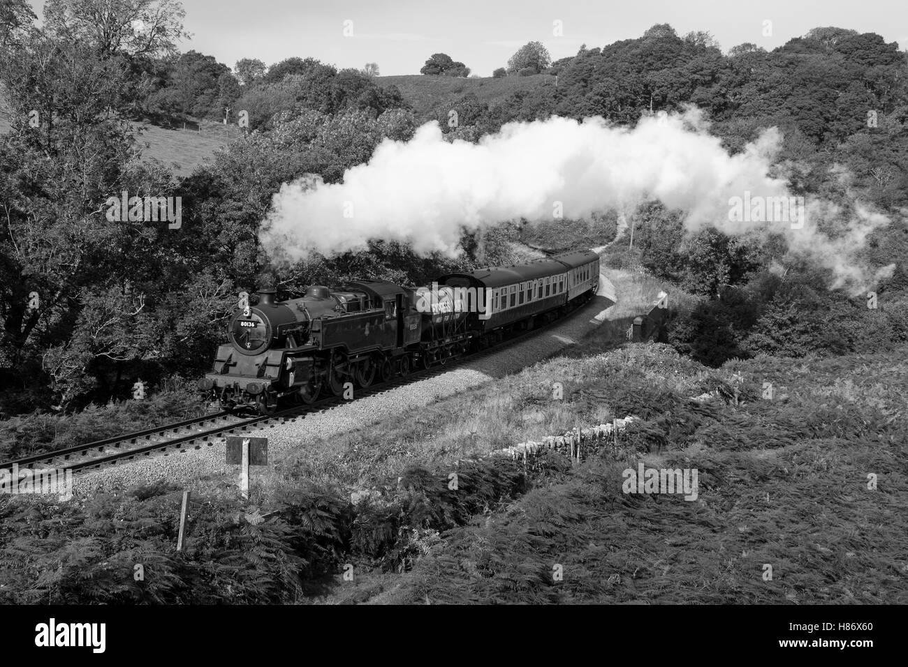 Standrard Tank 80136 on a photographers charter on the North Yorkshire Moors Railway. Stock Photo