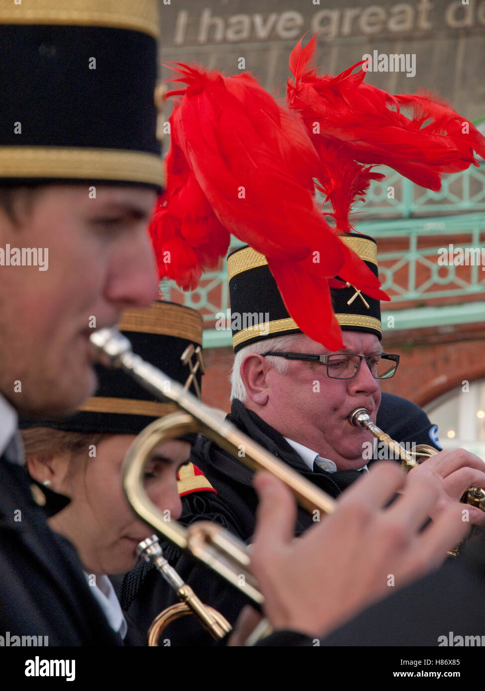 A German brass band visits Brighton Stock Photo Alamy
