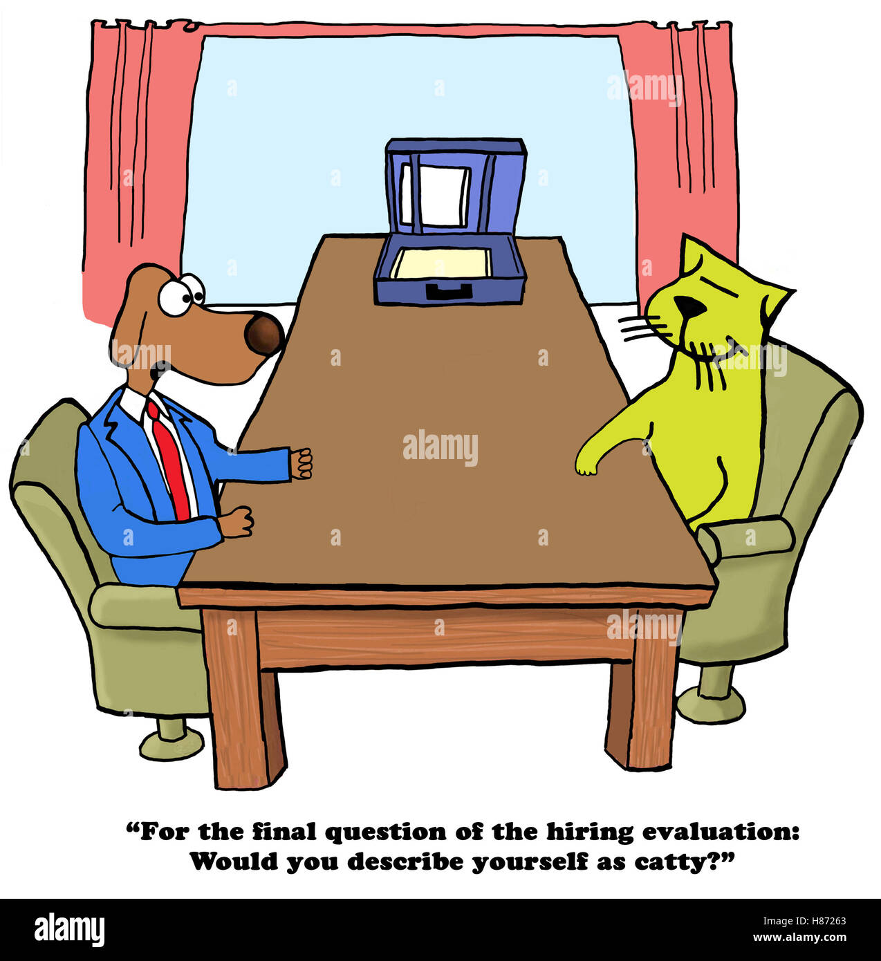 Color business illustration about a psych eval in a job interview Stock