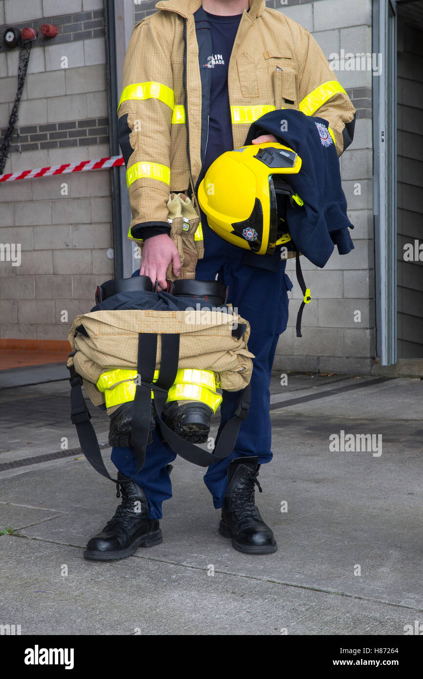 firefighter protection protective equipment suit Stock Photo