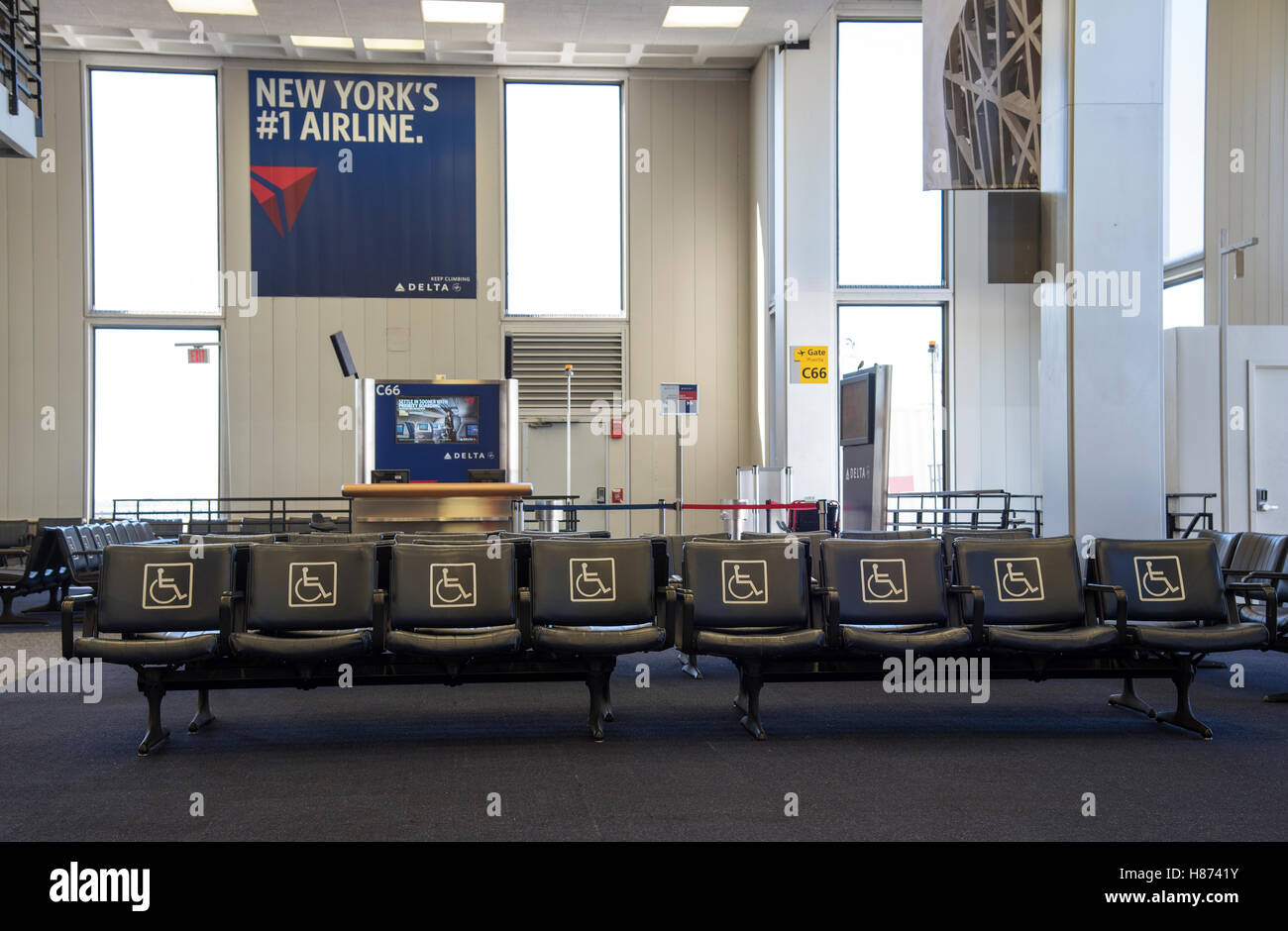 Airport departure lounge seating for disabled Row of seats for disabled