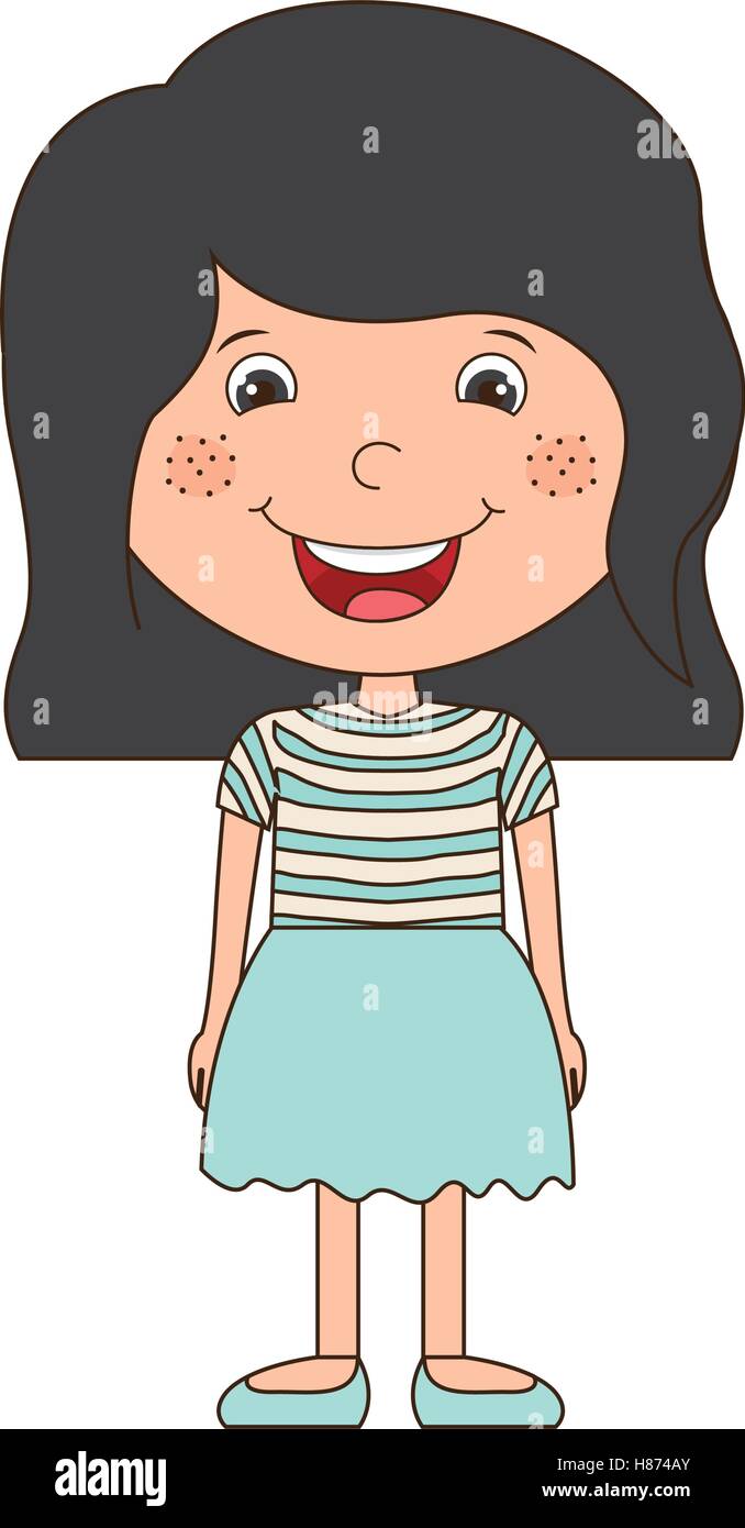 Silhouette Girl With Black Hair Short And Skirt Vector