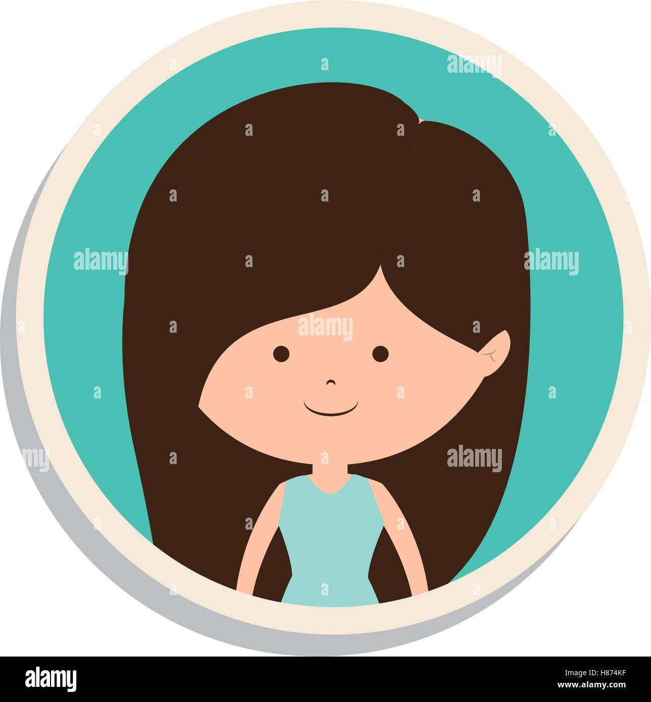 round frame and girl in dress with brown hair vector illustration Stock Vector