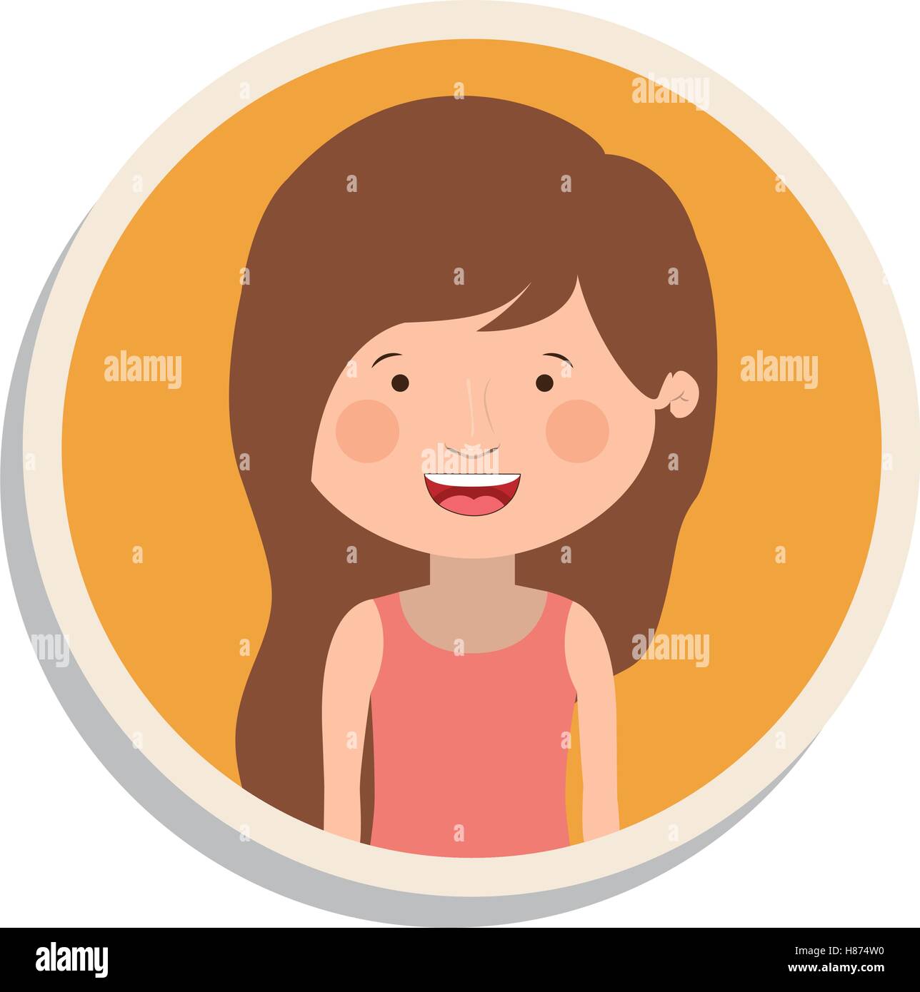 round frame and girl smiling with long hair vector illustration Stock ...