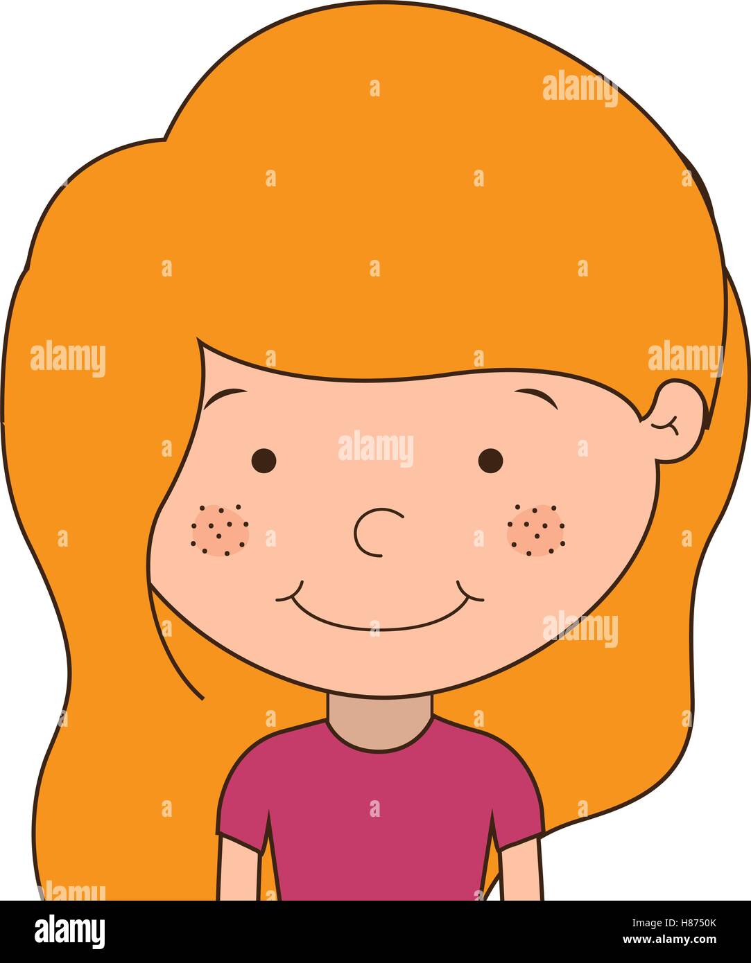 silhouette with half body girl blonde with pink cheeks vector