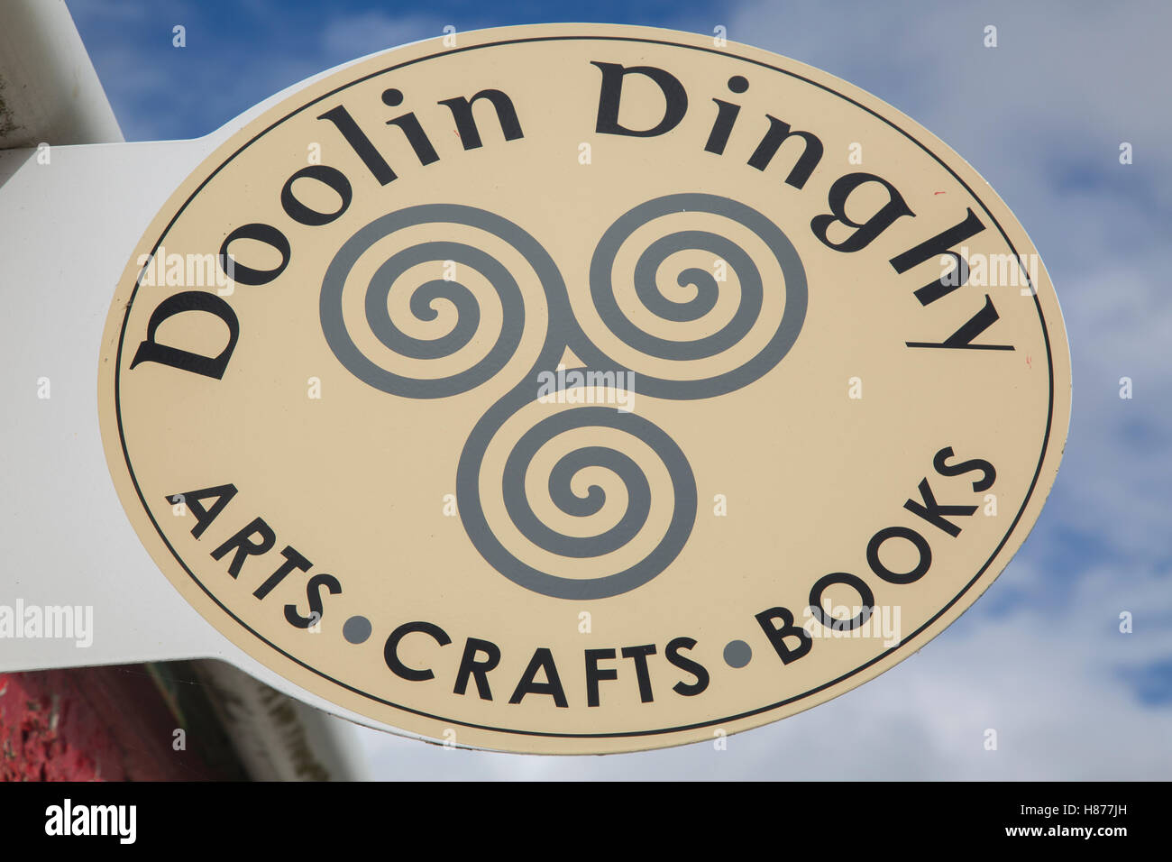 Doolin Dinghy Art, Craft and Book Shop Sign, Ireland Stock Photo