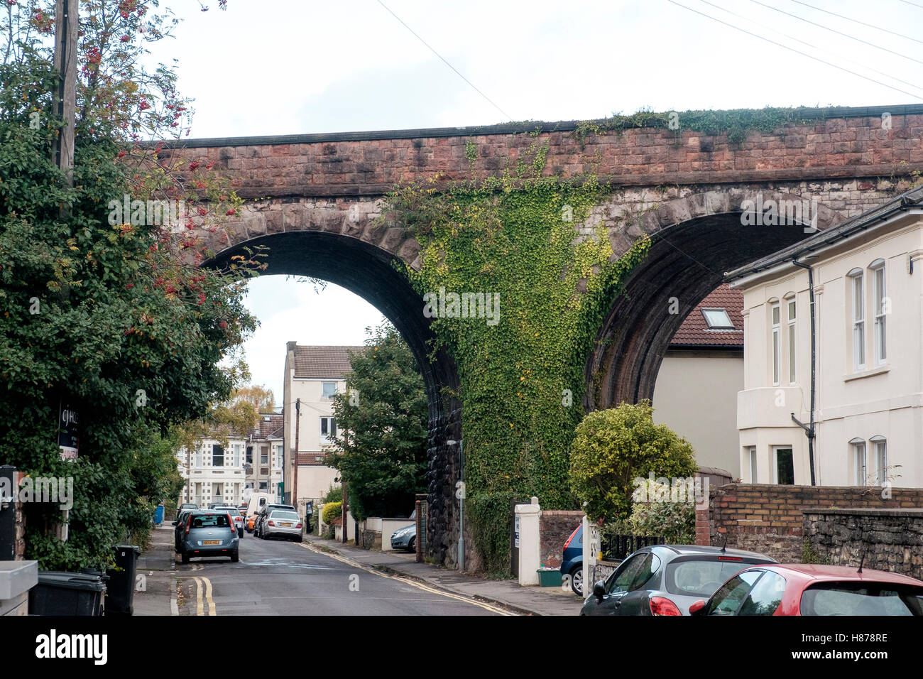Railway viaduct at The Arches, Cotham, Bristol Stock Photo