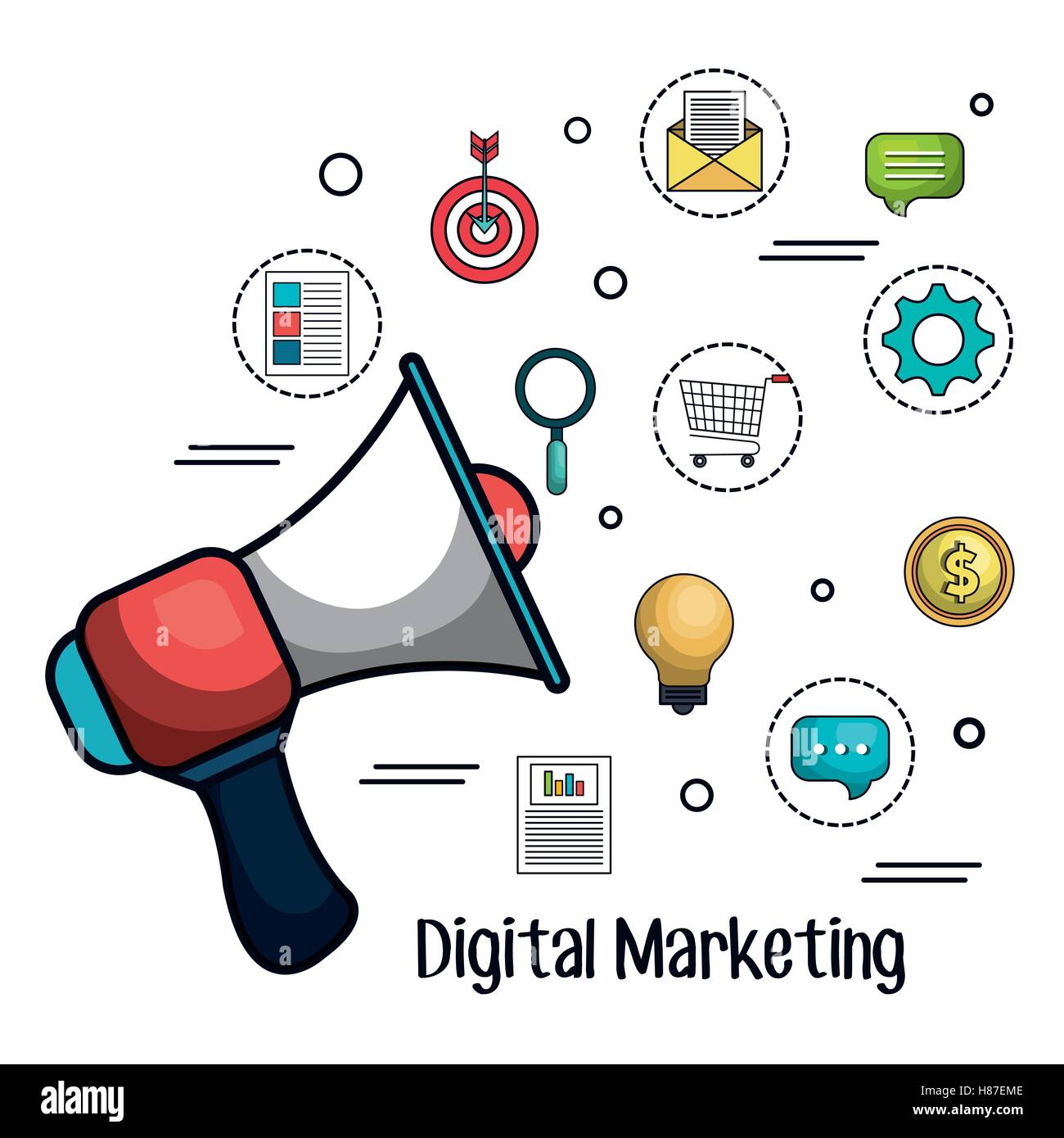 digital marketing flat icons vector illustration design Stock Vector ...