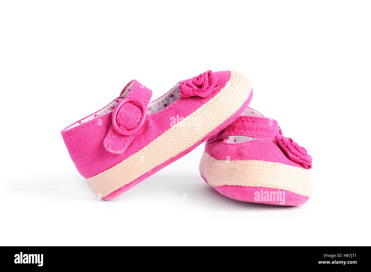 Pink baby sneakers isolated on white background Stock Photo Alamy