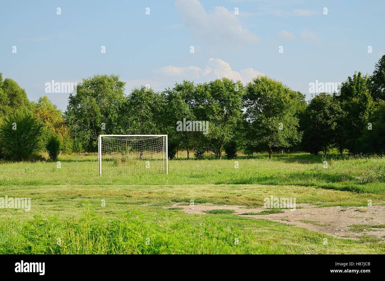 Abandoned soccer field in the park Stock Photo Alamy