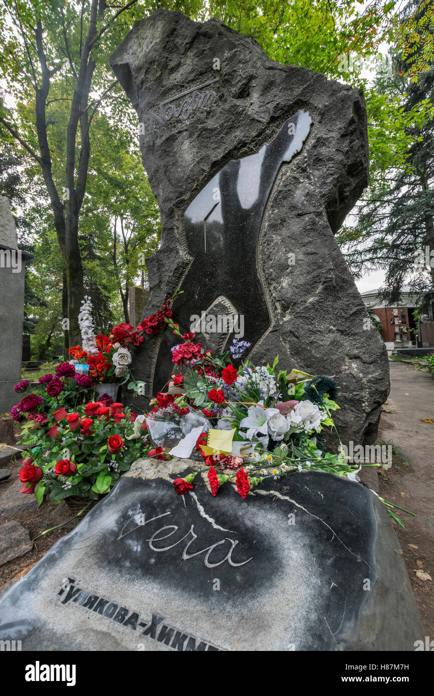 Nazim Hikmet's grave at Novodevichi Cemetery in Moscow Russia Stock Photo