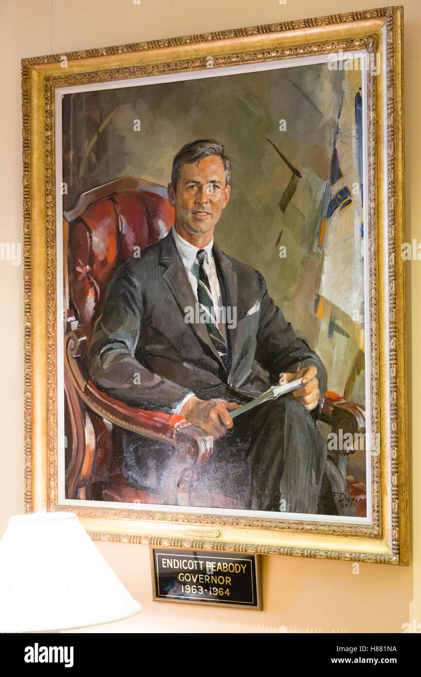 Portrait of Endicott Peabody Governor of Massachusetts in the Massachusetts State House, Boston, MA, USA Stock Photo