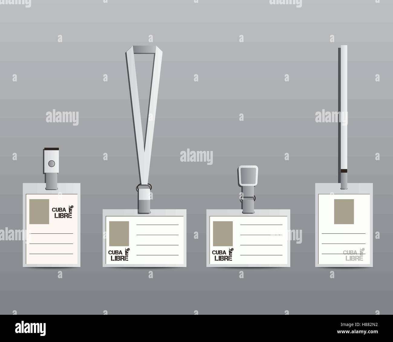 Brand identity elements Lanyard, name tag holder and badge templates. Summer cocktail party