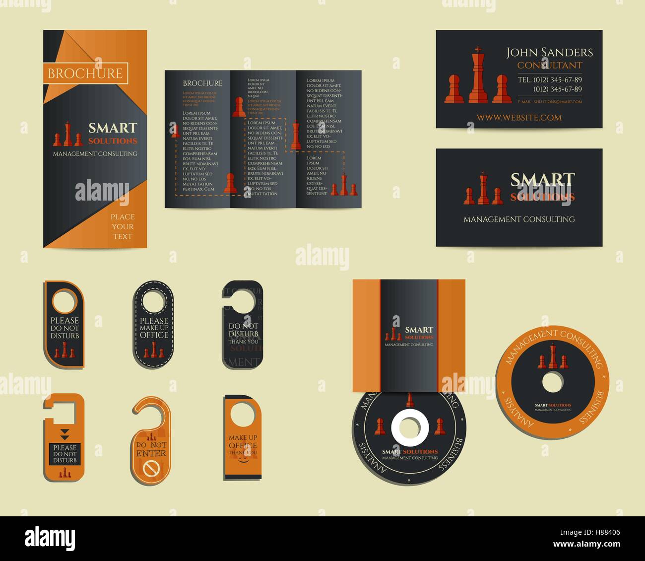 Smart solutions business branding identity set. Flyer, brochure, cd