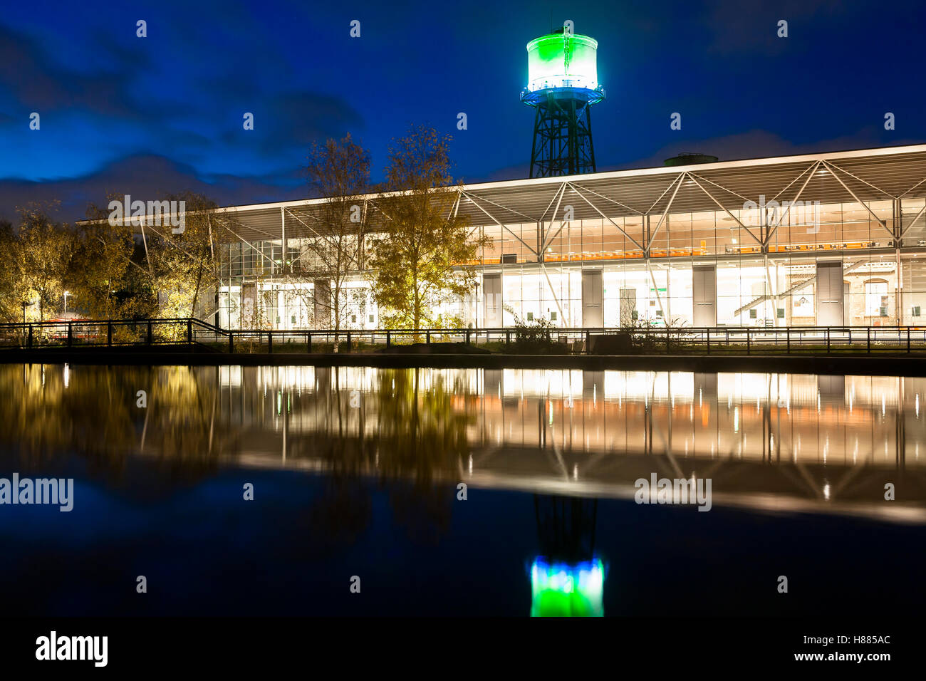 Germany, Ruhr area, Bochum, the Century Hall and the water tower, the Century hall is venue of the Ruhrtriennale. Stock Photo