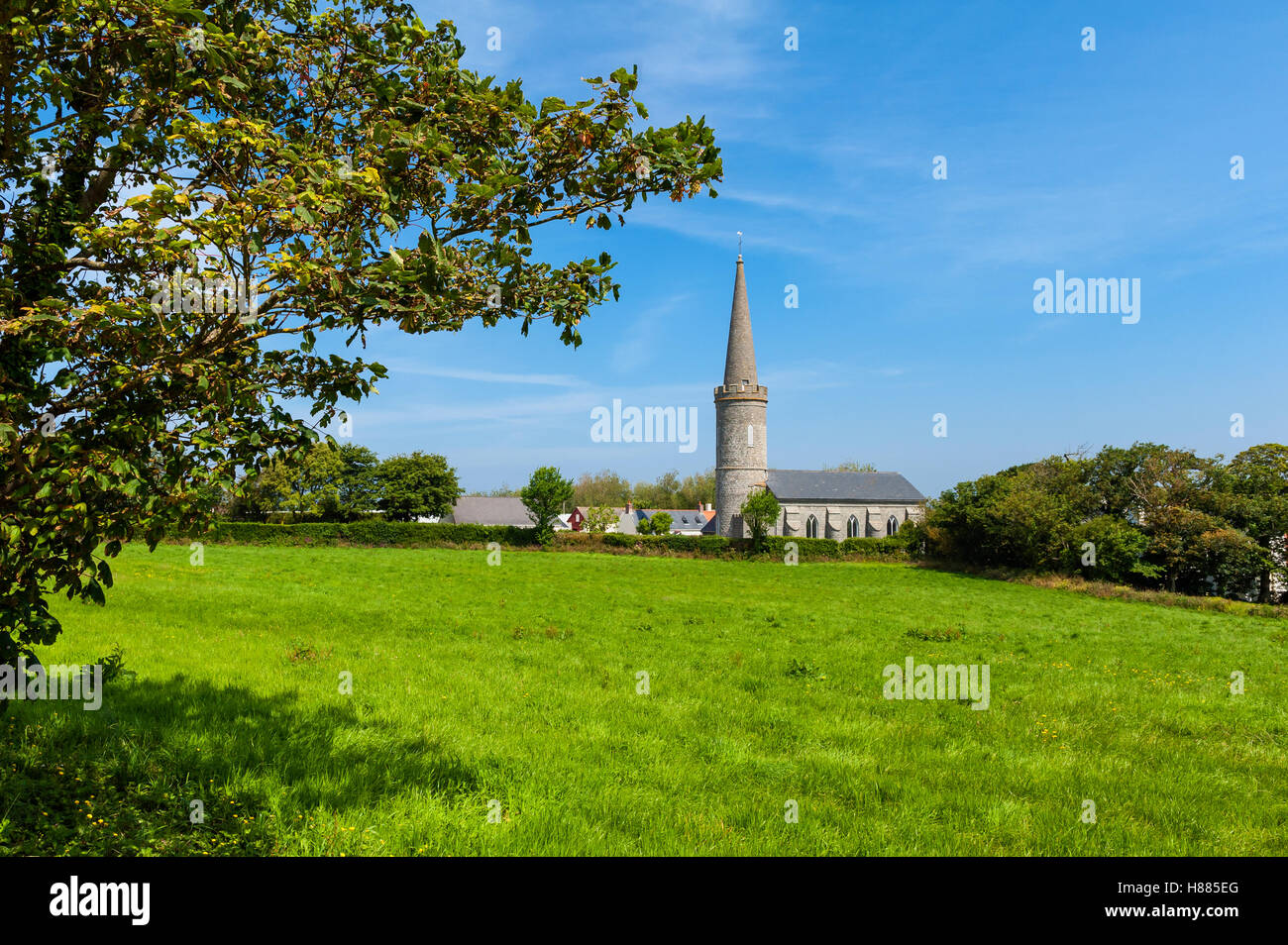 Church on Guernsey countryside Stock Photo