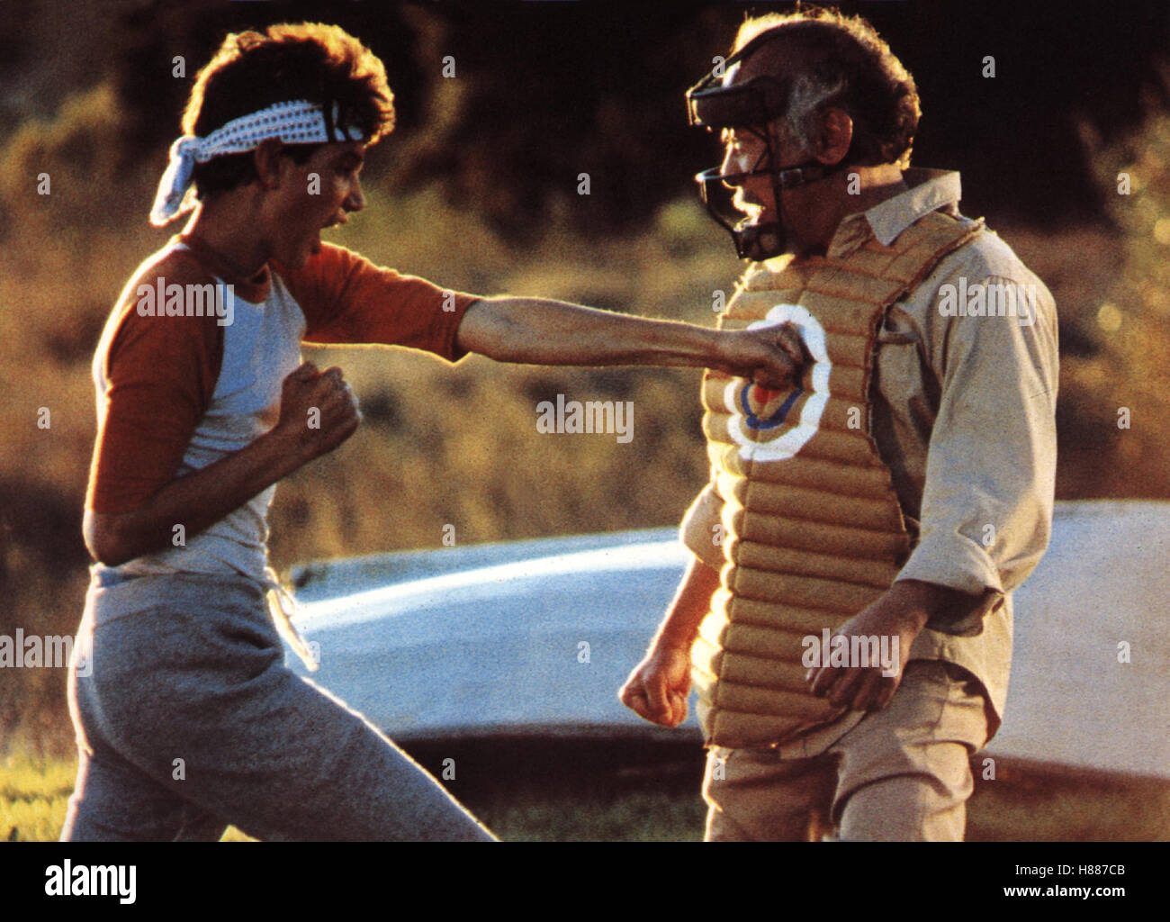 Karate Kid, (THE KARATE KID) USA 1983, Regie: John G. Avildsen, RALPH MACCHIO, NORIYUKI PAT MORITA, Stichwort: Kampfsport, Karate, Schutzkleidung, Kopfschutz Stock Photo