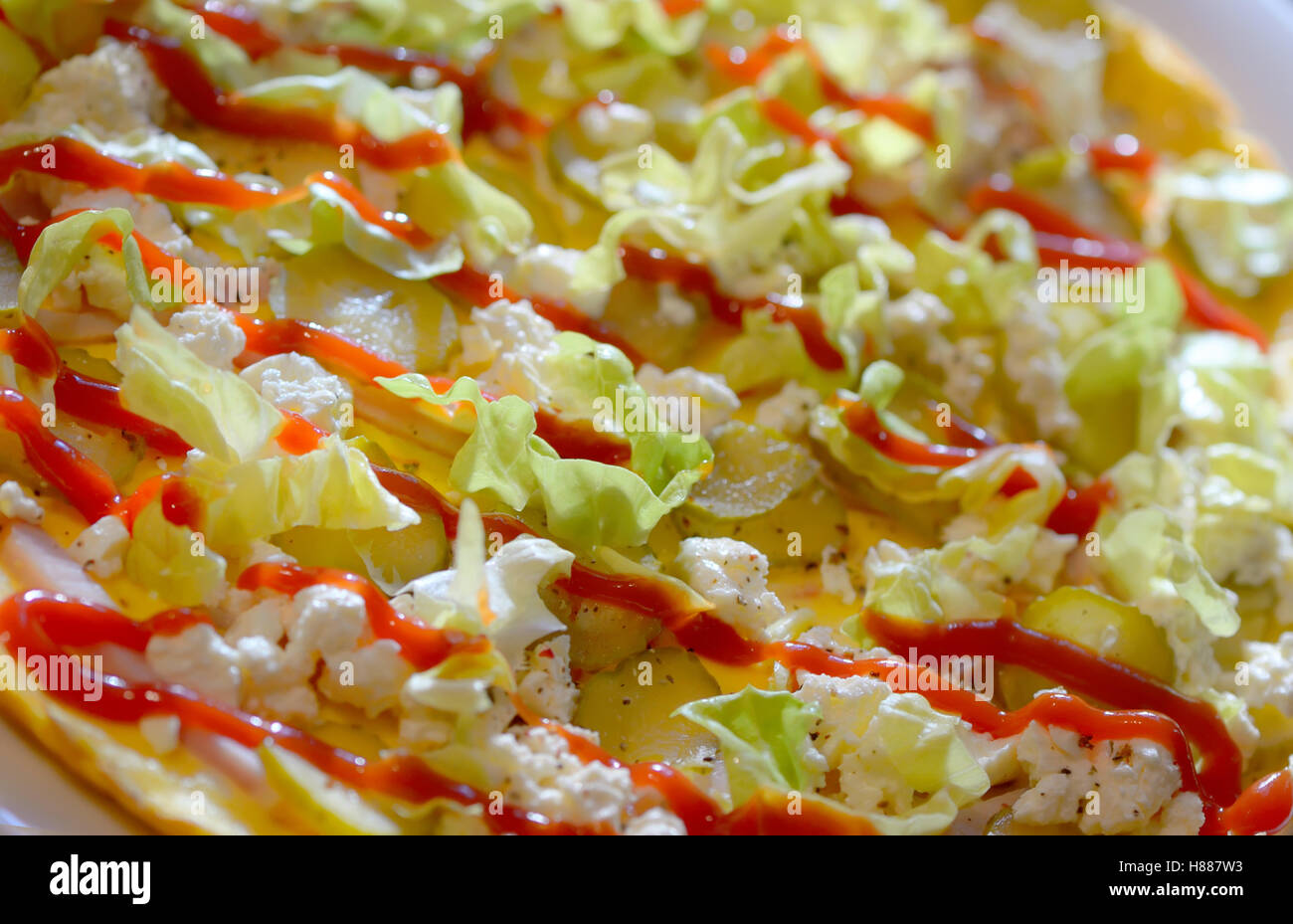 Ham and cheese omelet with vegetables Stock Photo Alamy