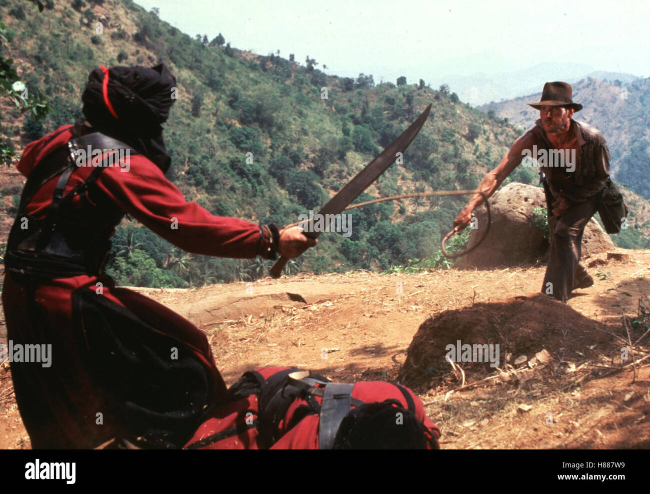 Indiana Jones un der Tempel des Todes, (INDIANA JONES AND THE TEMPLE OF DOOM), USA 1983, Regie: Steven Spielberg, HARRISON FORD, re, Stichwort: Kampf Stock Photo