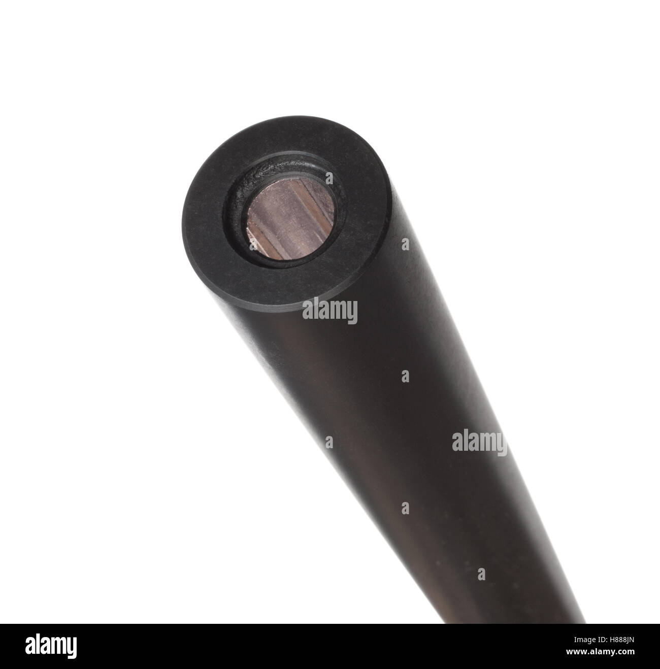 Looking into the muzzle end of a precision rifle barrel Stock Photo