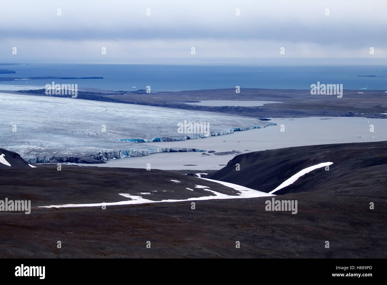 Gulfs, mountains and glaciers of Kara Sea, Siberia Stock Photo