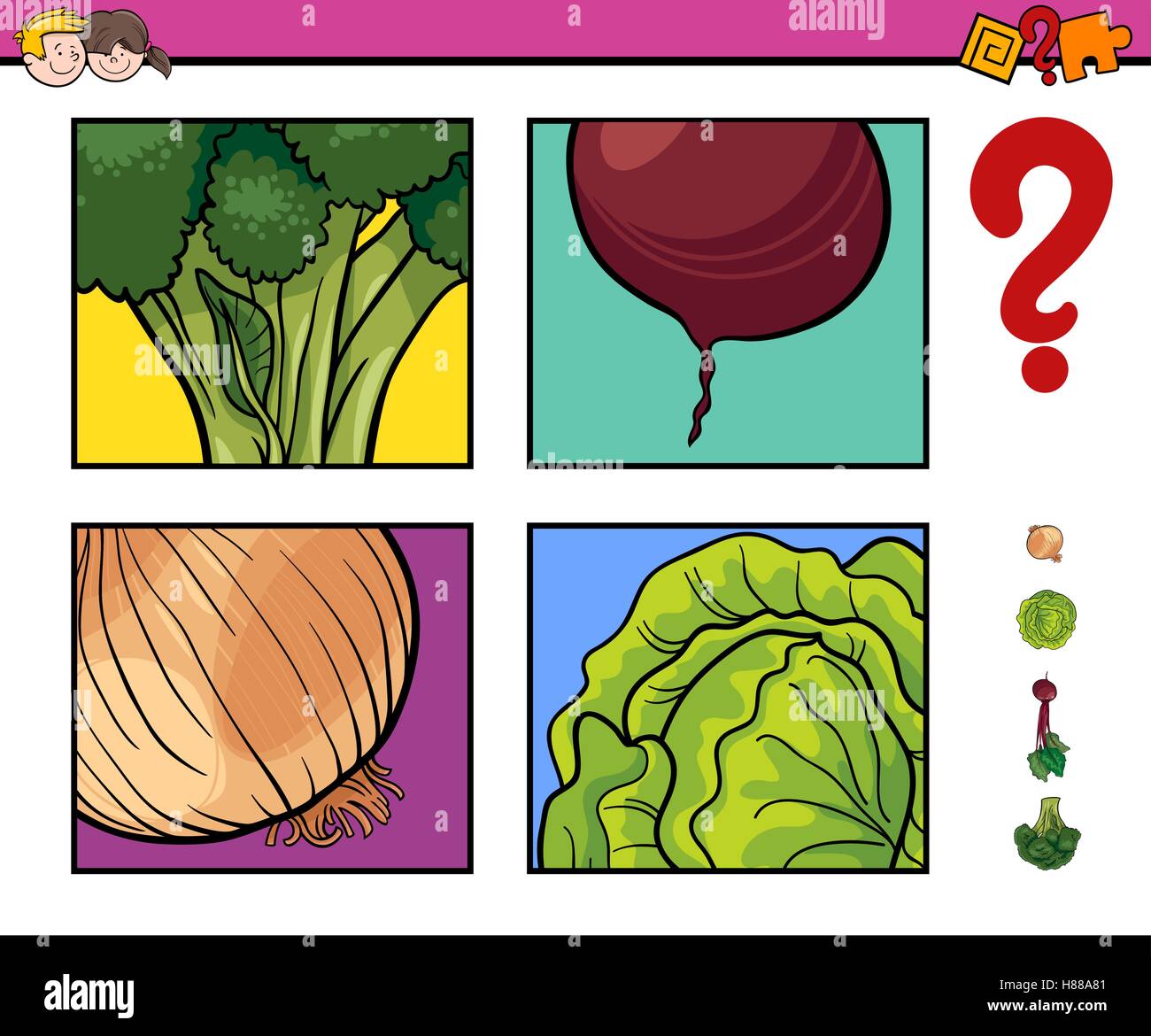 Cartoon Illustration of Educational Activity Task of Guessing