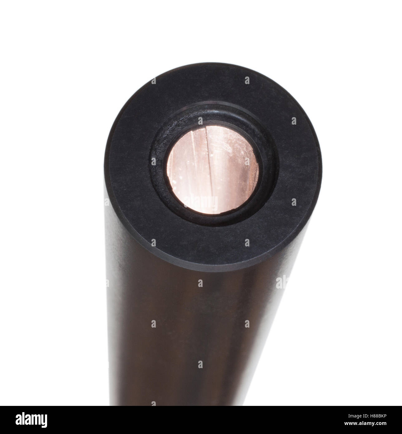 Rifling showing at the muzzle end of a precision rifle barrel Stock Photo