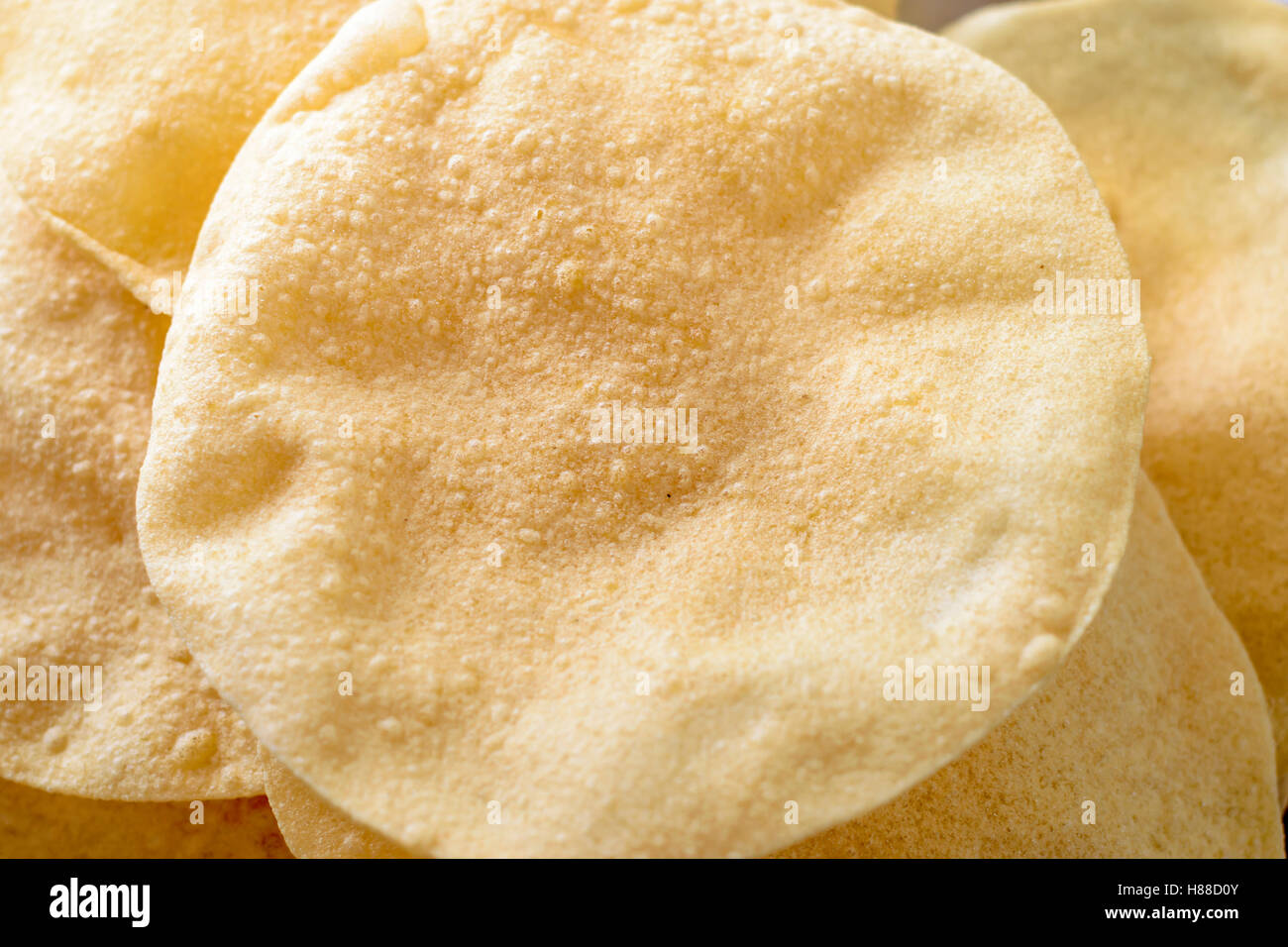 Papdoms (traditional fried South Indian crackers) Stock Photo