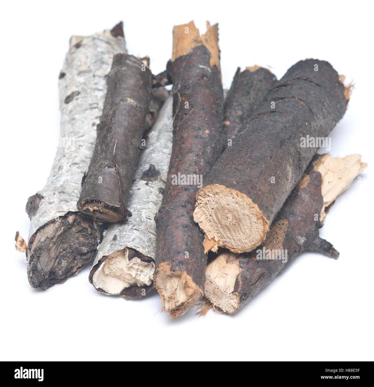 stack of firewood isolated on white background Stock Photo - Alamy