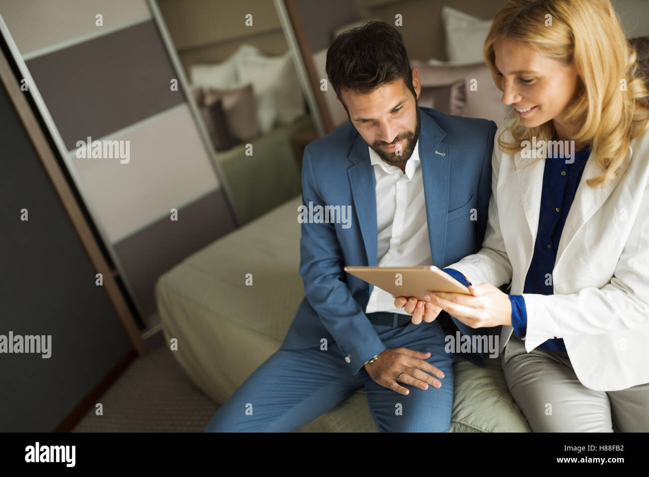 Business people on business trip staying in hotel Stock Photo