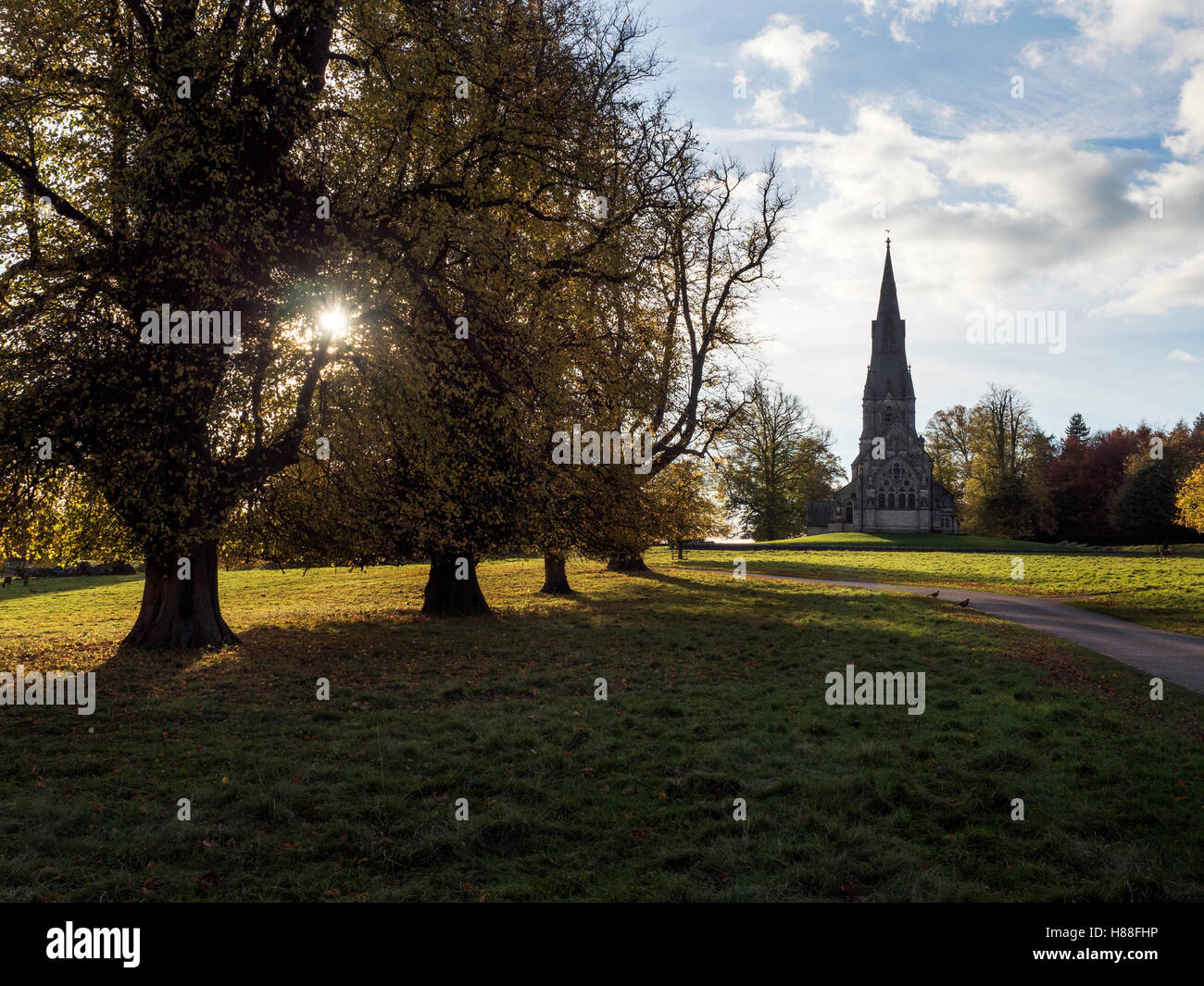 St Marys Church at Studley Royal on an AUtumn Afternoon Ripon Yorkshire England Stock Photo