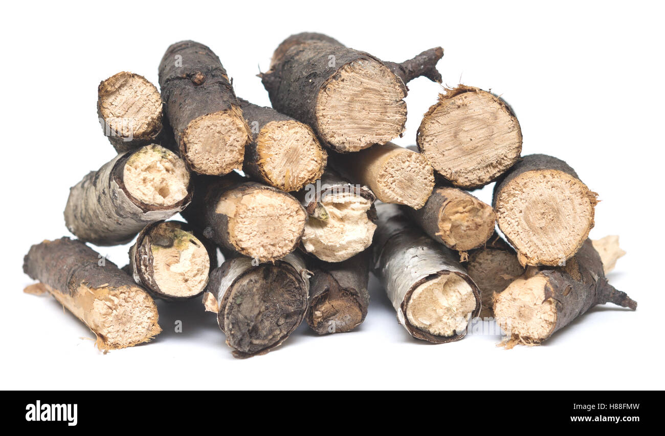 stack of firewood isolated on white background Stock Photo - Alamy
