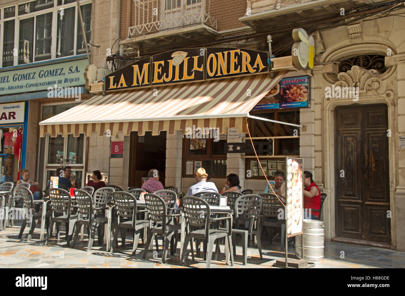 Cartagena, Cafe Bar, Murcia Region, Costa Calida, Spain, Europe, Stock Photo