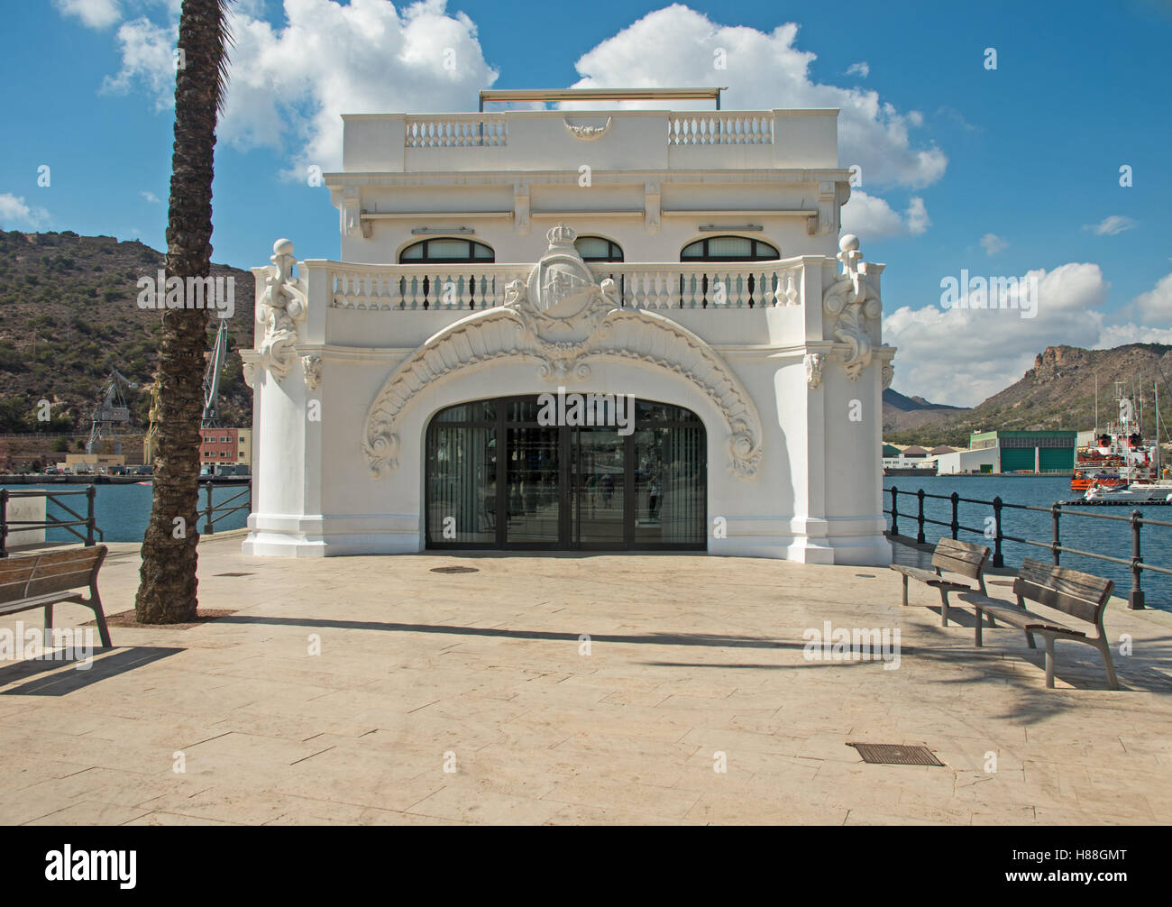 Cartagena, Harbour Pier Building Murcia Region, Costa Calida, Spain, Europe, Stock Photo