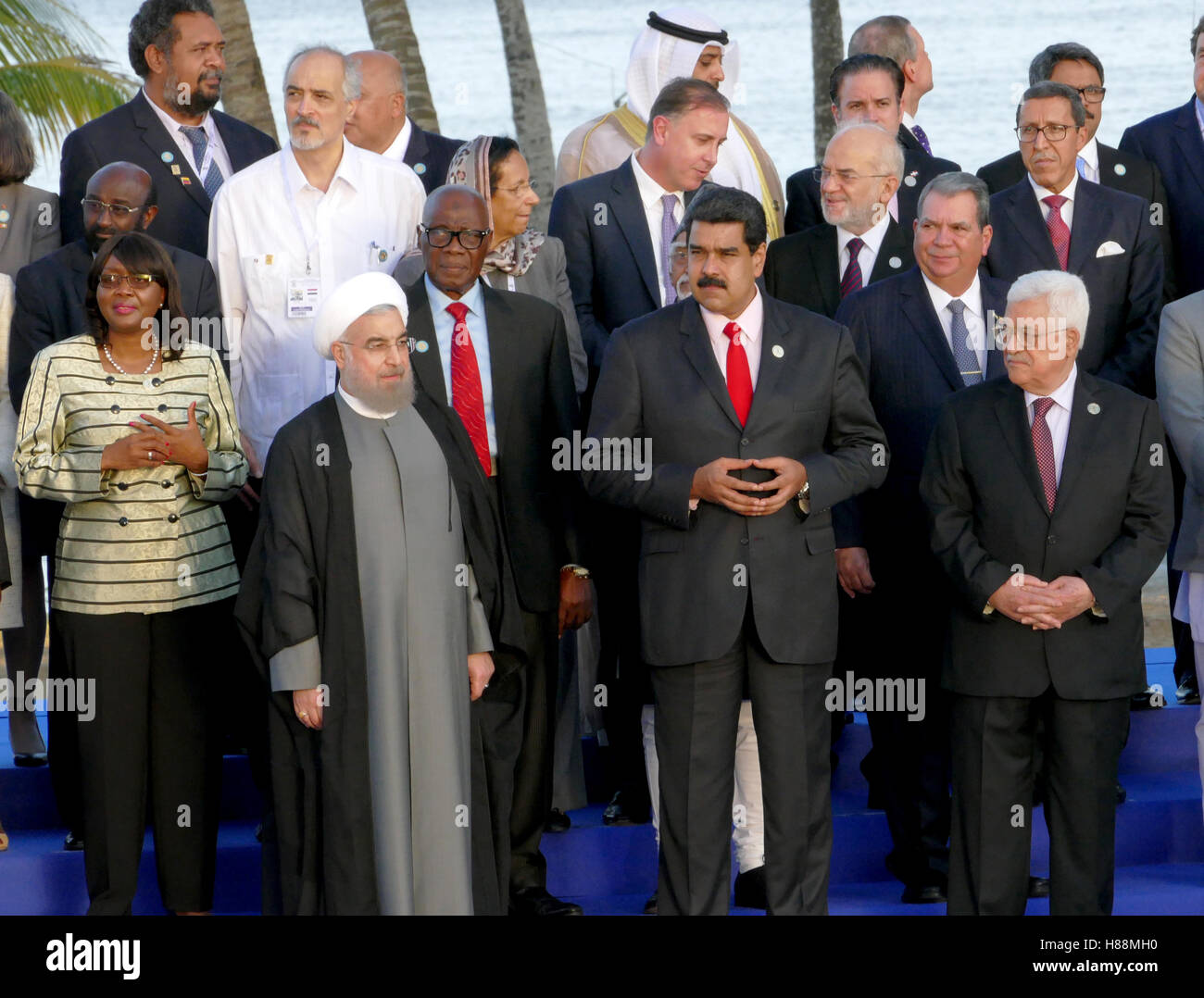 Porlamar, Venezuela. September 17th 2016 - Presidents of Delegations pose for the official photograph in the 17th Summit of the Stock Photo