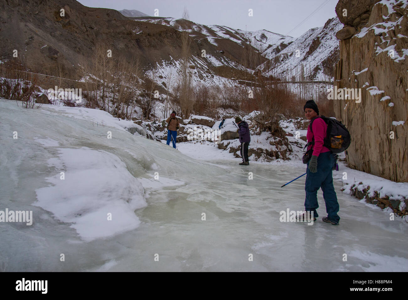 Frozen River in Ladakh Stock Photo