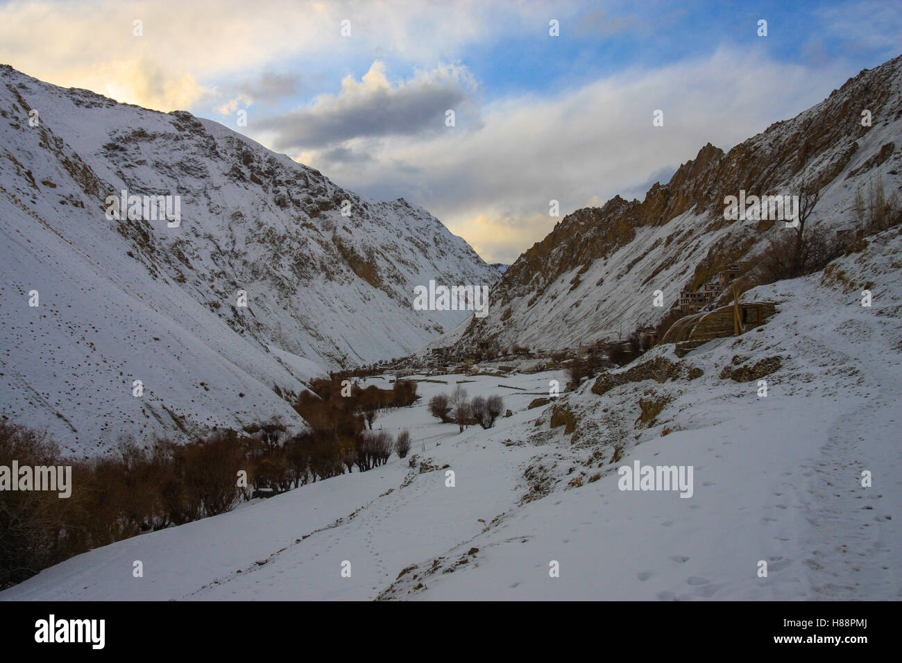 Winter Landscape of Ladakh Stock Photo