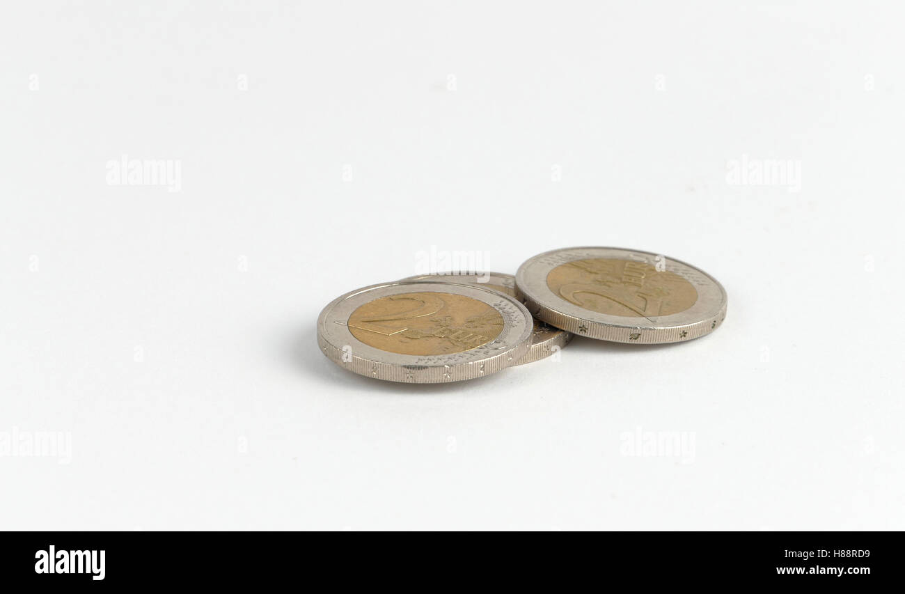 Euro coins isolated on white background Stock Photo - Alamy