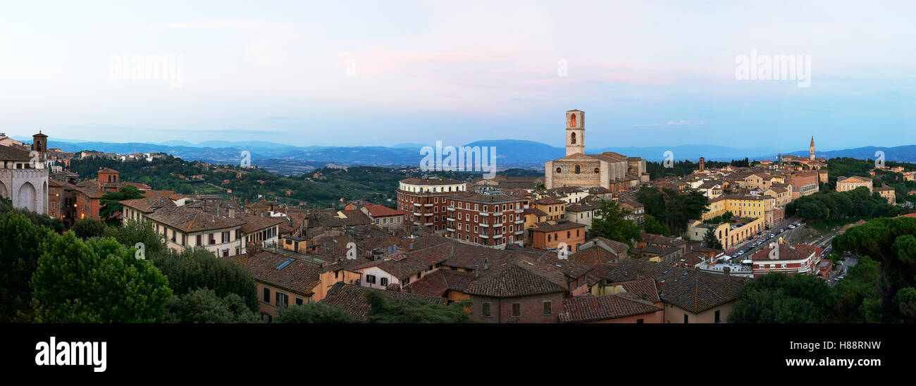 Cityscape with Church of San Domenico, Perugia, Umbria, Italy Stock Photo