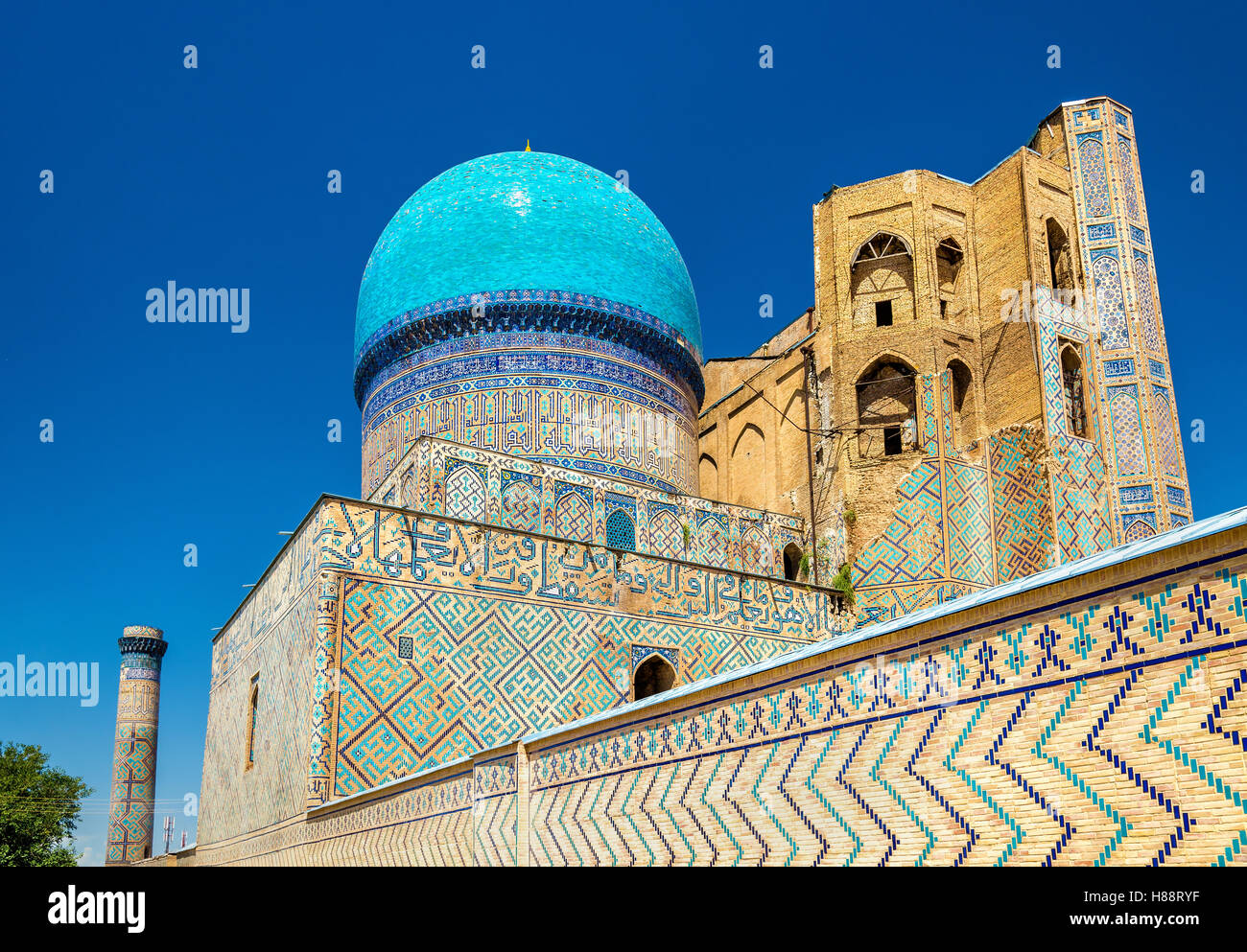 View of Bibi-Khanym Mosque in Samarkand - Uzbekistan. Built in 15th century Stock Photo