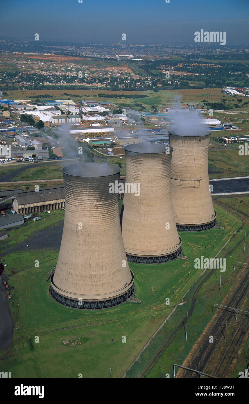 Aerial view of cooling towers at Kelvin Power Station, Johannesburg