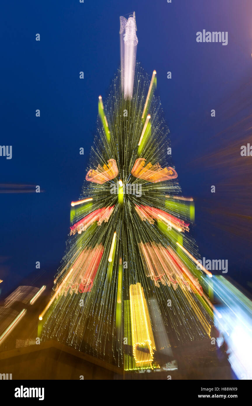 Zoomed Christmas tree at the Christmas market in Dortmund, Ruhrgebiet area, North Rhine-Westphalia Stock Photo